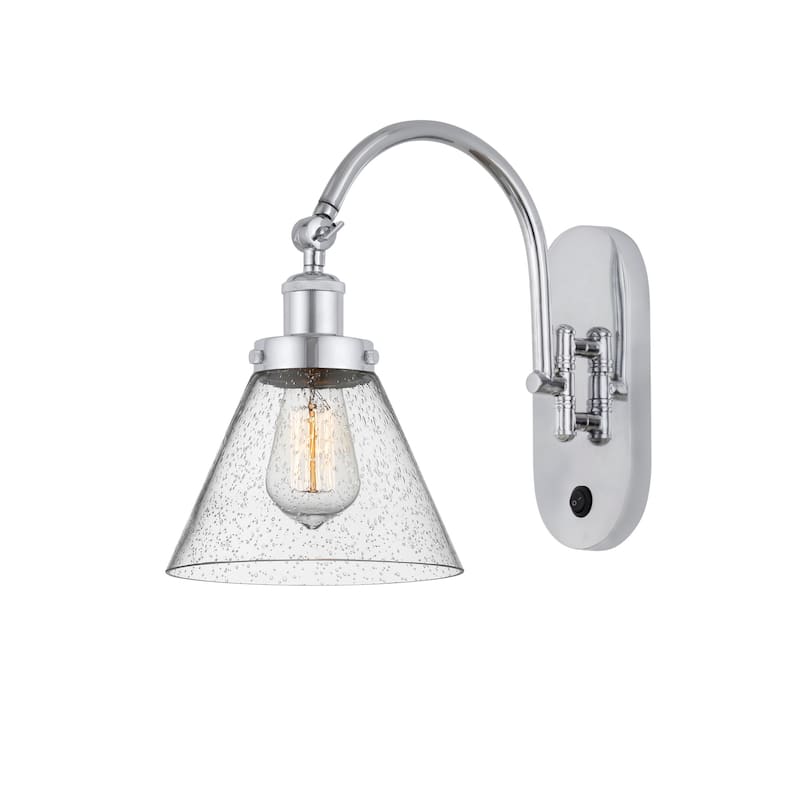 Innovations Lighting 918-1W-13-8 Cone Sconce Cone 13" Tall Wall Sconce - Polished Chrome / Seedy