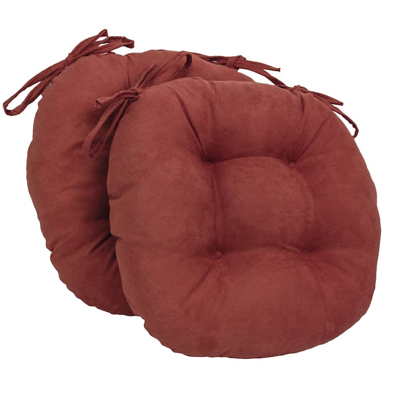 16-inch Round Indoor Microsuede Chair Cushions (Set of 2, 4, or 6) - Set of 2 - Red Wine