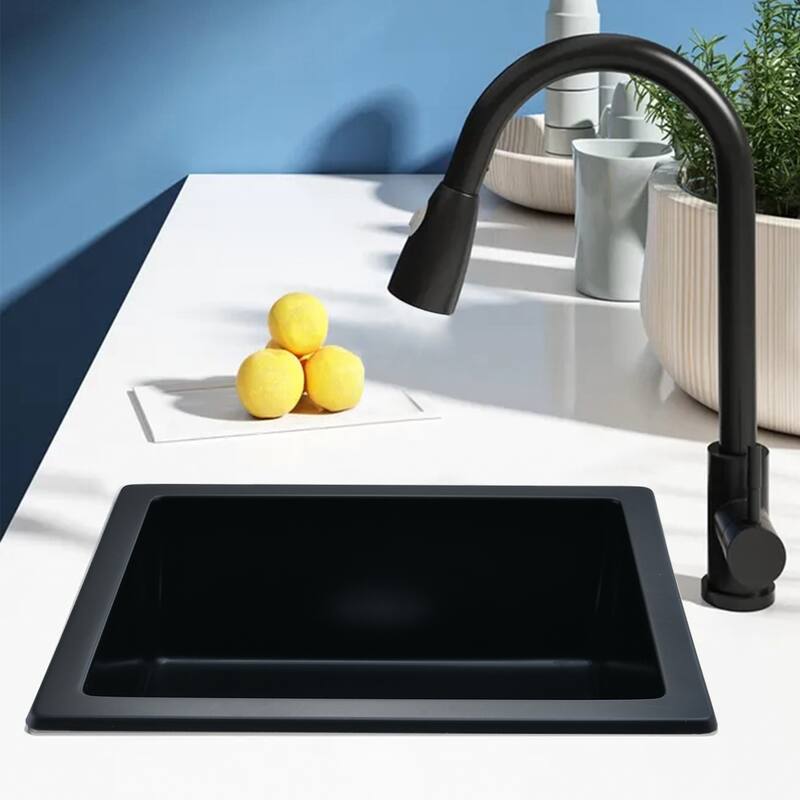 DORNBERG Quartz 18" L X 16" W Undermount Bar Sink With Basket Strainer