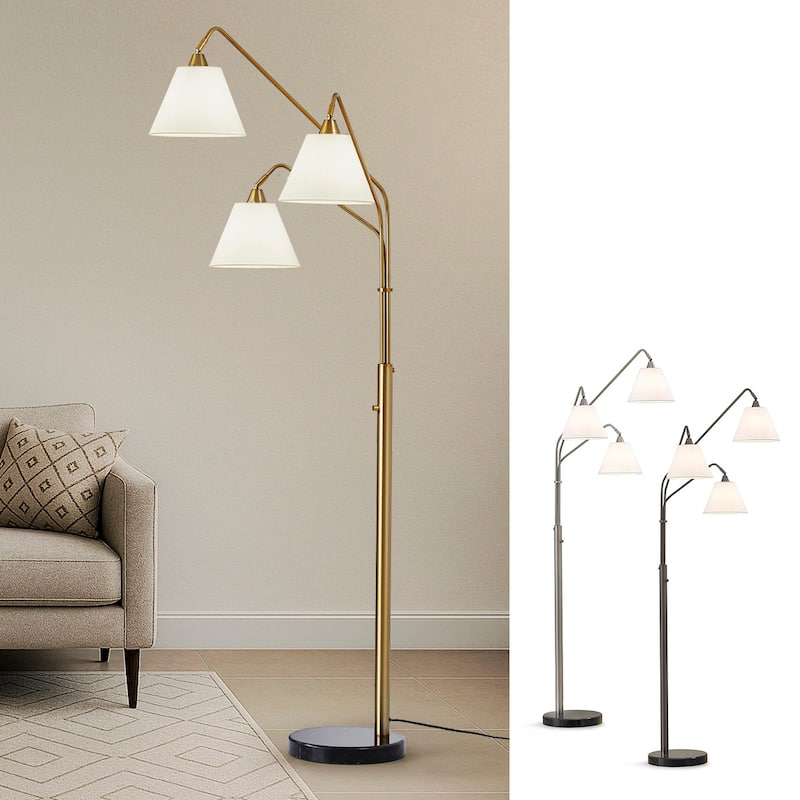 Midtown 3 Light Arch Floor Lamp with Fabric Shades