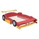 preview thumbnail 3 of 11, Full Size Race Car-Shaped Platform Bed with Wheels Creative Wood Bed, Red