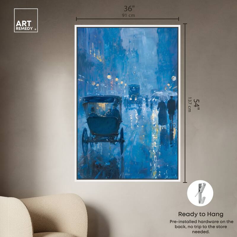 Art Remedy London Nights Framed Impressionism 1 Piece Canvas Wall Art /Monet And Van Gogh Inspired Art