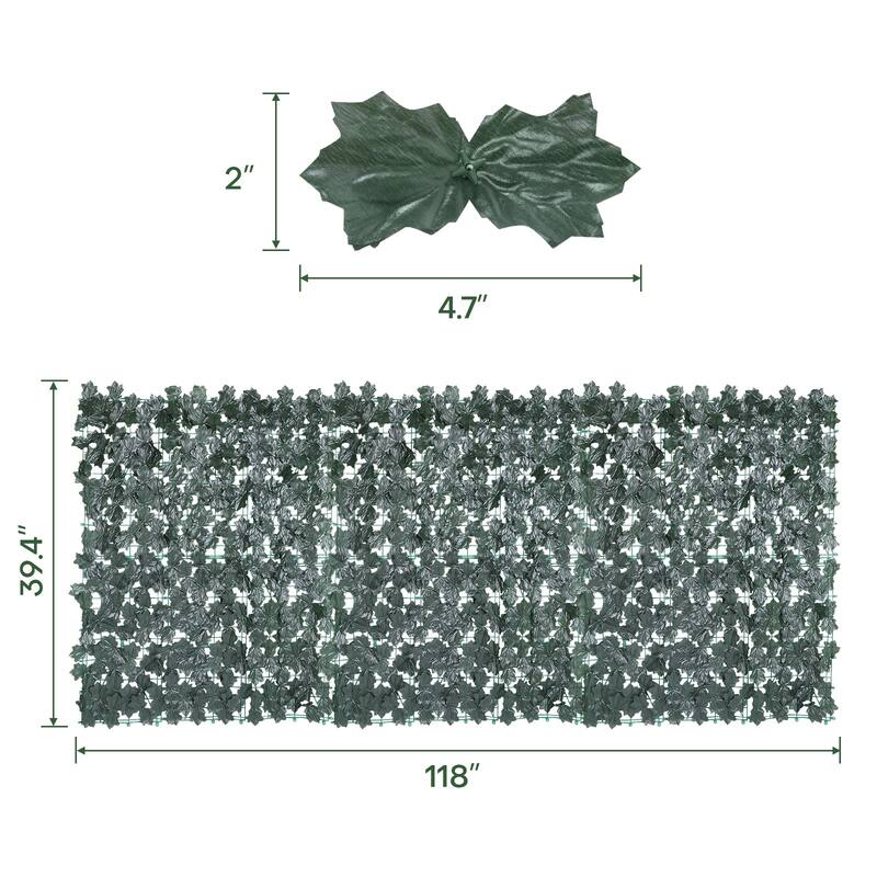 Artificial Faux Ivy Hedge Leaf Privacy Fence Decorative Wall Screen - 118x39.4in