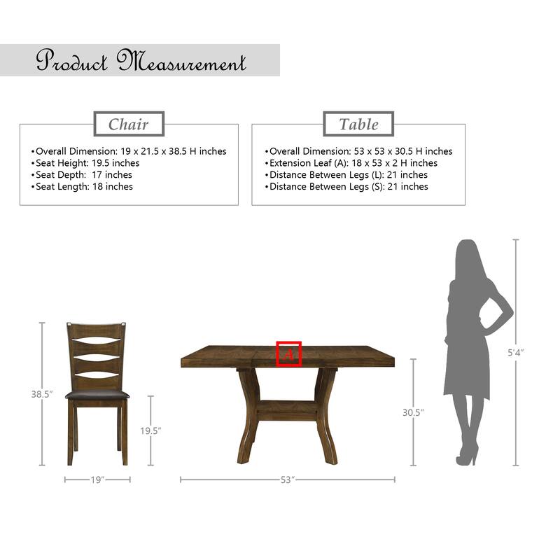 Oxberg Wood Expandable 5-Piece Dining Set - Brown