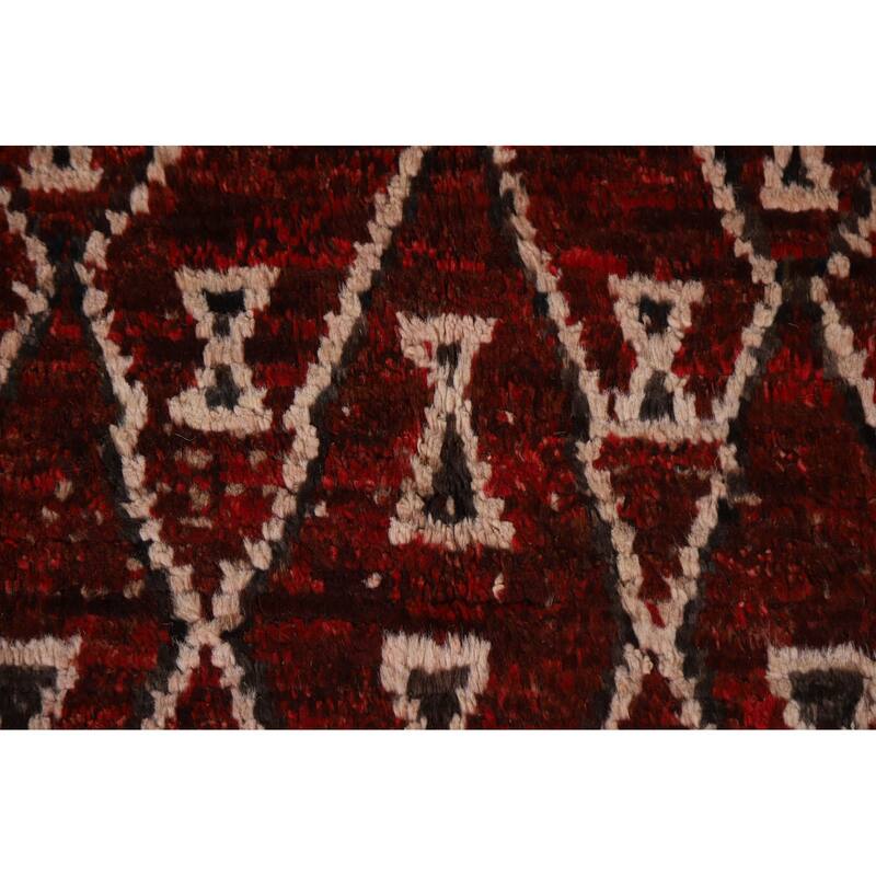Hand Knotted Oriental 100% Wool Carpet Tribal Trellis Red Moroccan Area Rug - 8' 3'' X 5' 7''