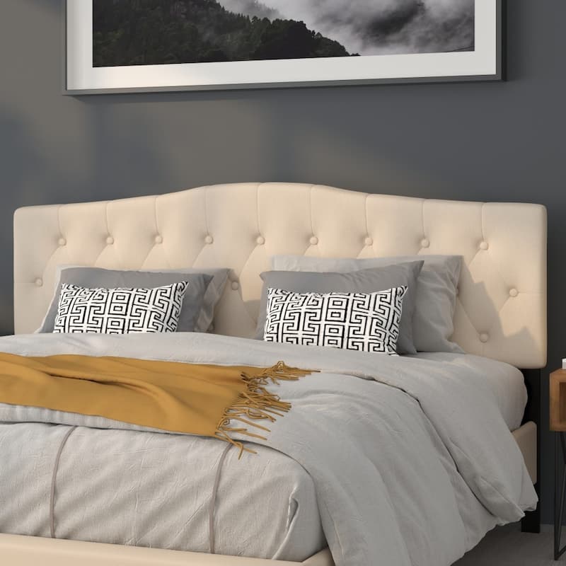 Arched Button Tufted Upholstered Headboard - Beige - King