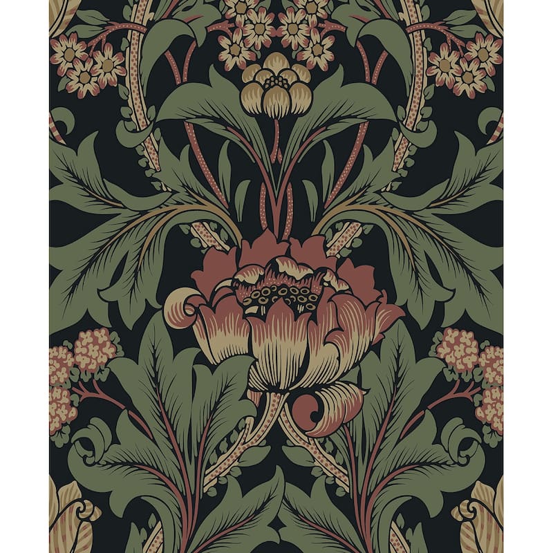 Seabrook Designs Primrose Garden Non-Woven Unpasted Wallpaper - 20.9 in W x 33 ft L - Wrought Iron & Clay
