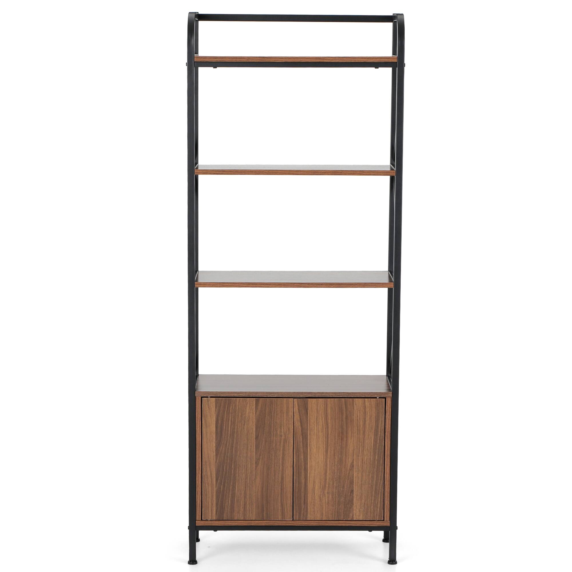 4 Tier Tall Bookshelf with Storage Industrial Bookcase for Home and Office Bed Bath