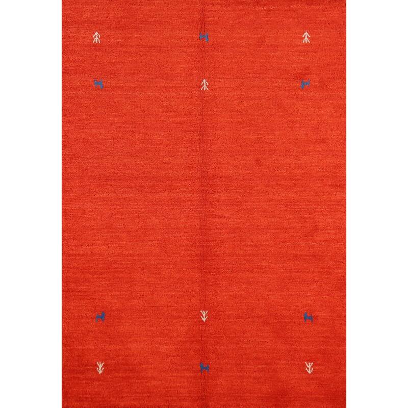 Hand Knotted Oriental 100% Wool Carpet Tribal Animal Pictorial Oranges & Rust Gabbeh Area Rug - 5' 9'' X 3' 11''
