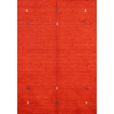 Hand Knotted Oriental 100% Wool Carpet Tribal Animal Pictorial Oranges & Rust Gabbeh Area Rug - 5' 9'' X 3' 11''