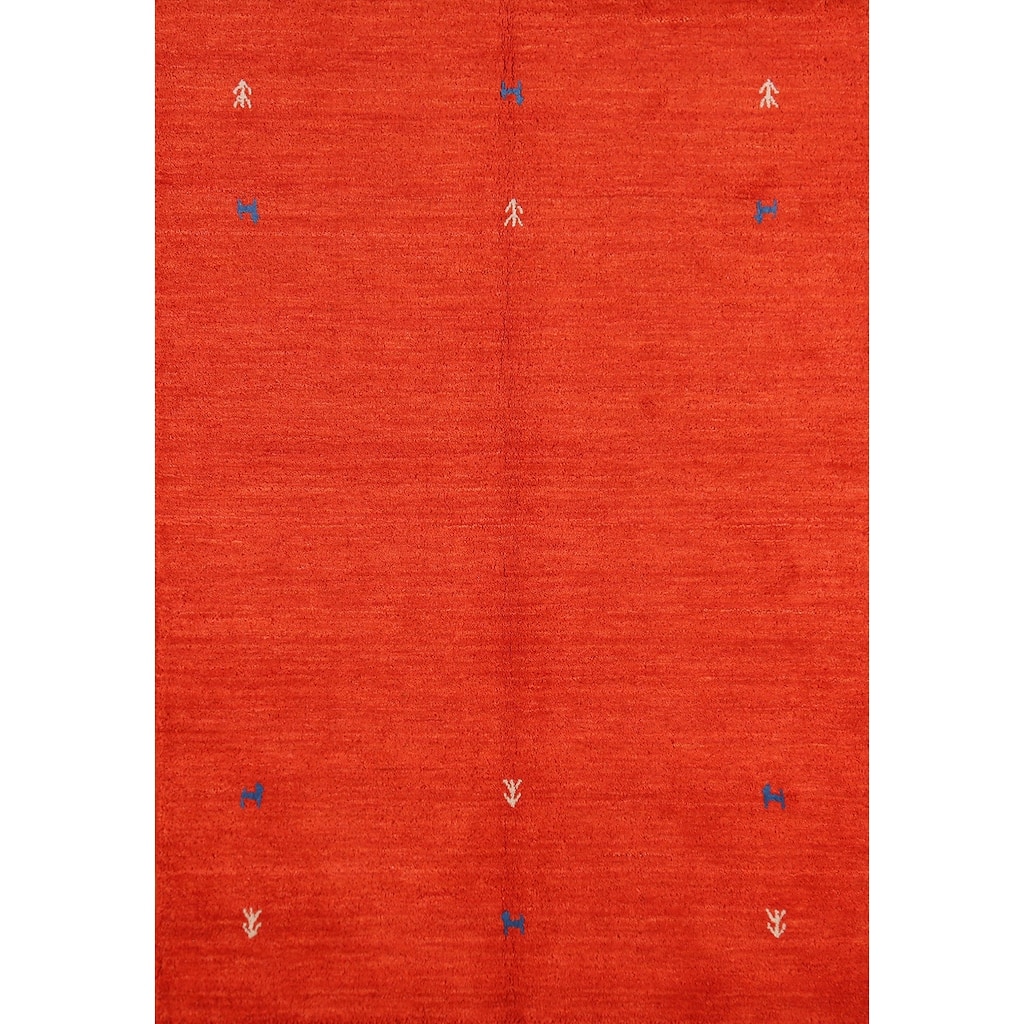 Hand Knotted Oriental 100% Wool Carpet Tribal Animal Pictorial Oranges & Rust Gabbeh Area Rug - 5' 9'' X 3' 11''