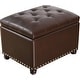 preview thumbnail 13 of 11, Adeco Tufted Bottom Bonded Leahter Brown Rectangle Storage Ottoman