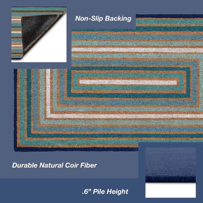 Liora Manne Multi Border Coir Welcome Door Mat (1'6" x 2'6")