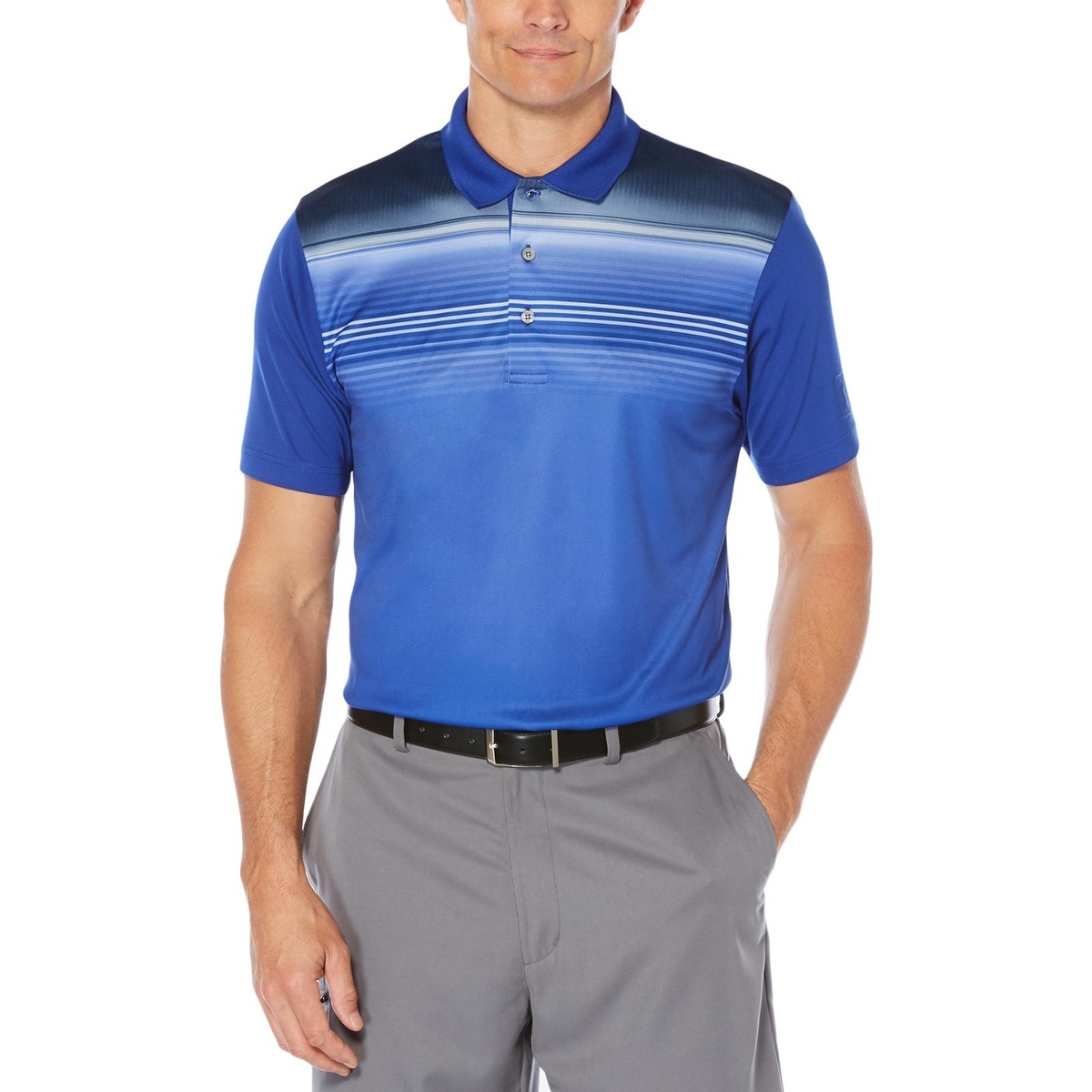 PGA TOUR Mens Standard Short Sleeve Gradient Stripe Printed Polo Shirt