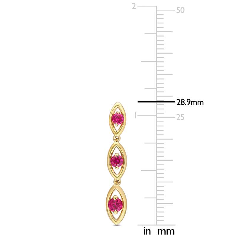 Miadora Created Ruby Infinity Graduated Drop Earrings in Yellow Gold Plated Sterling Silver