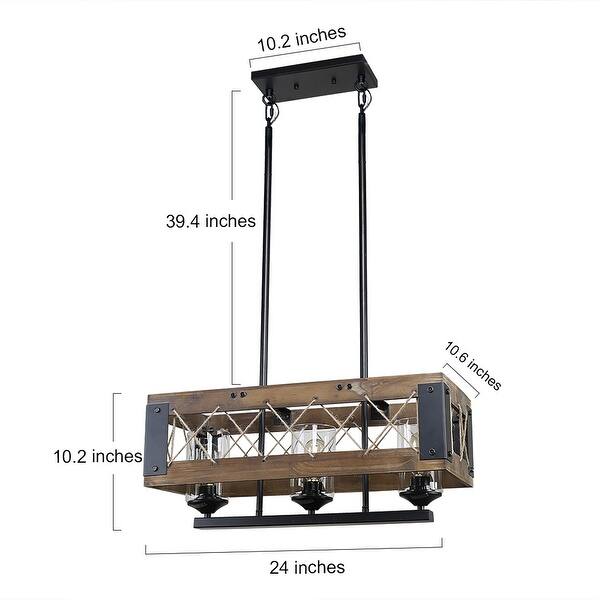 The Gray Barn 3-light Rectangle Box Distressed Wood Chandelier Pendant - 23.5"x 10.25"x 50.4"