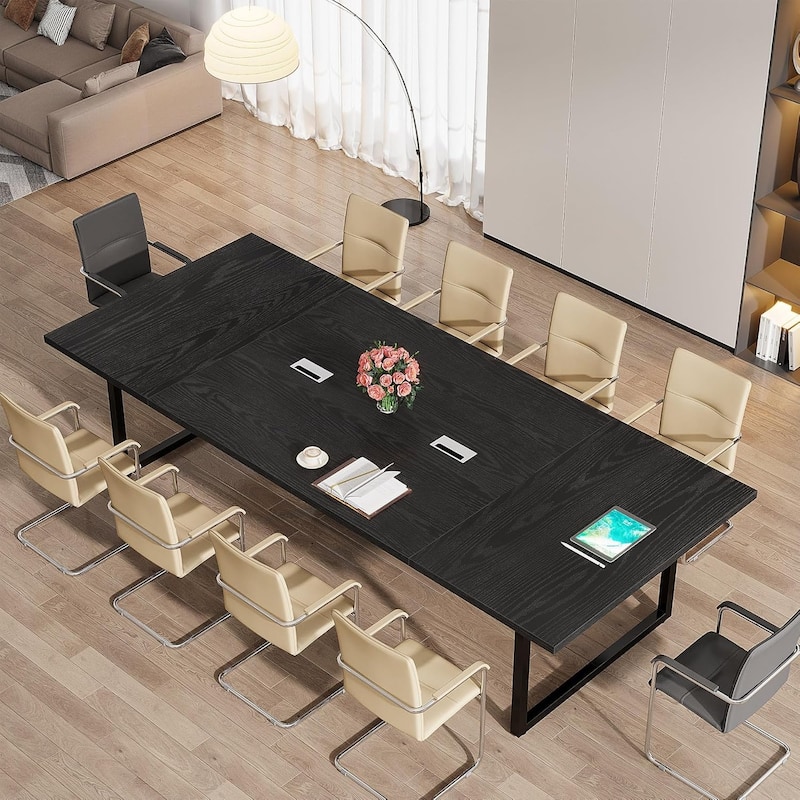 8FT Large Conference Table with Strong Metal Frame for Office Conference