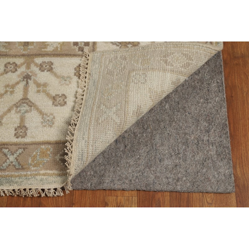 Aqua Light Blue Oushak Indian Area Rug Hand-Knotted Wool Carpet - 8'0" x 9'11"