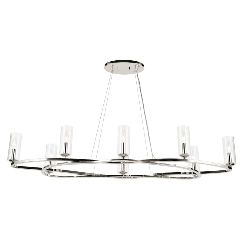 Harpin 52.5 Inch 8 Light Linear Chandelier with Clear Glass in Polished Nickel
