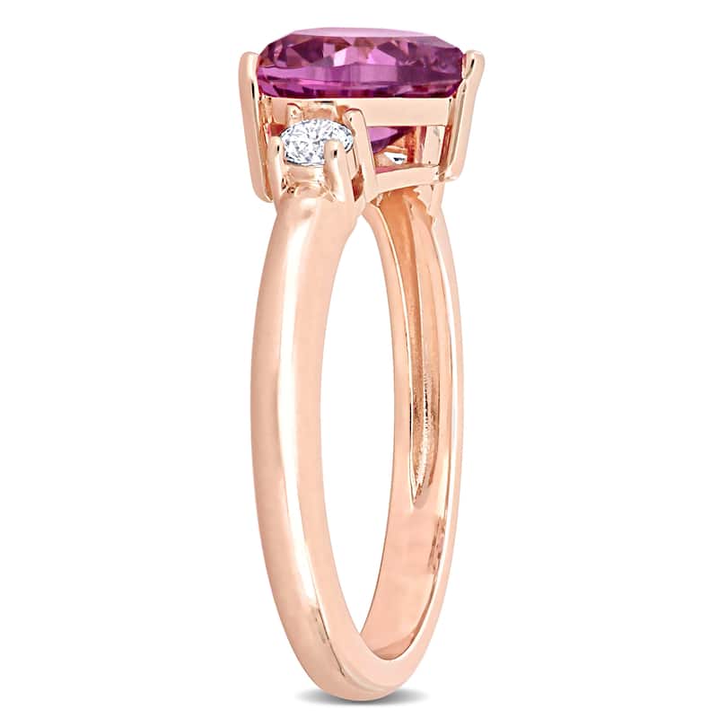 Miadora 2 1/3ct TGW Created White and Pink Sapphire Heart 3-Stone Ring in Rose Plated Sterling Silver