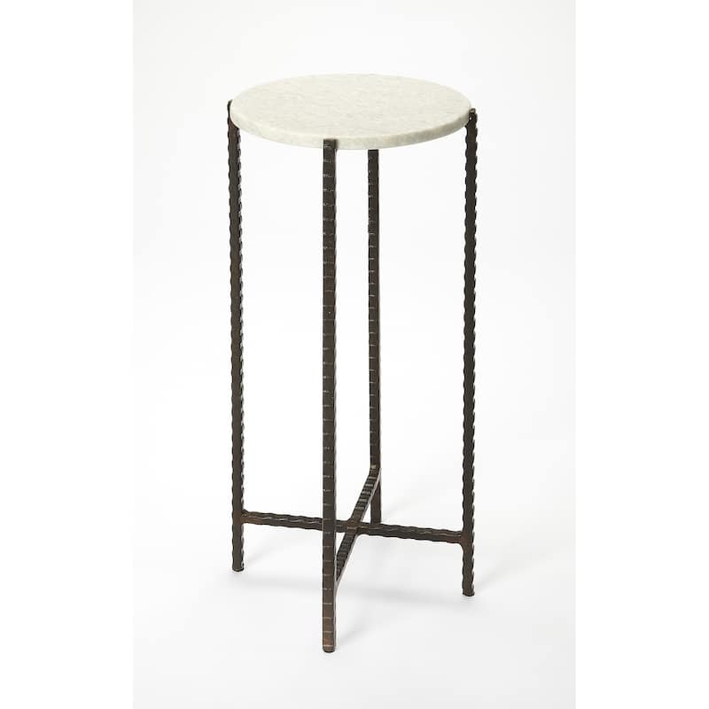 Nigella Round Marble and Metal Accent Table - Ivory