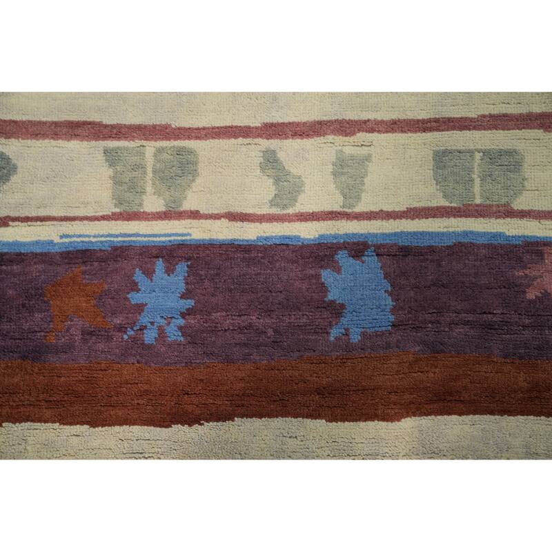 Vegetable Dye Geometric Gabbeh Turkish Area Rug Handmade Wool Carpet - 8' 9'' X 6' 0''