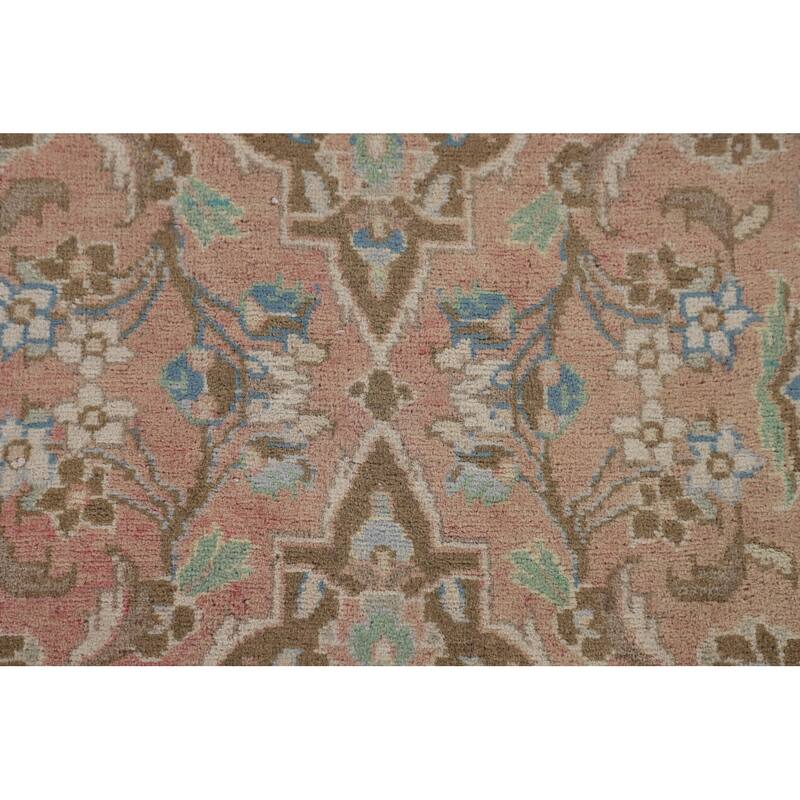 Kashan Persian Vintage Runner Rug Handmade Wool Carpet - 3'1"x 10'7"