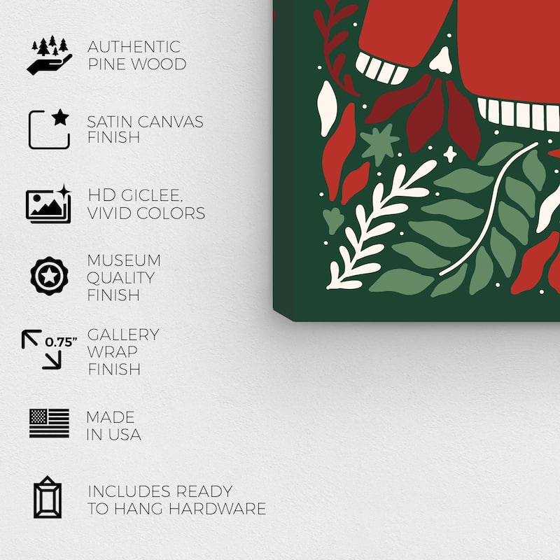 Wynwood Studio Canvas Holiday and Seasonal Cute Red Sweater Red Scandinavian Wall Art Canvas Print