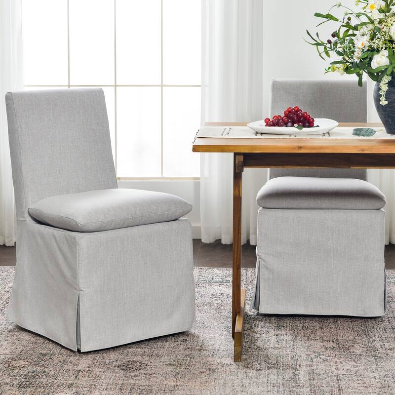 KINWELL Performance Fabric Slipcover Dining Chair Side Chair With Casters
