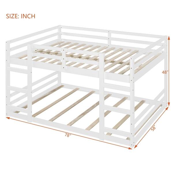 Full Over Full Bunk Bed with Ladder, Wooden Bunk Bed Frame with Full-Length Guardrail, Space-Saving Design for Kids Boys Girls