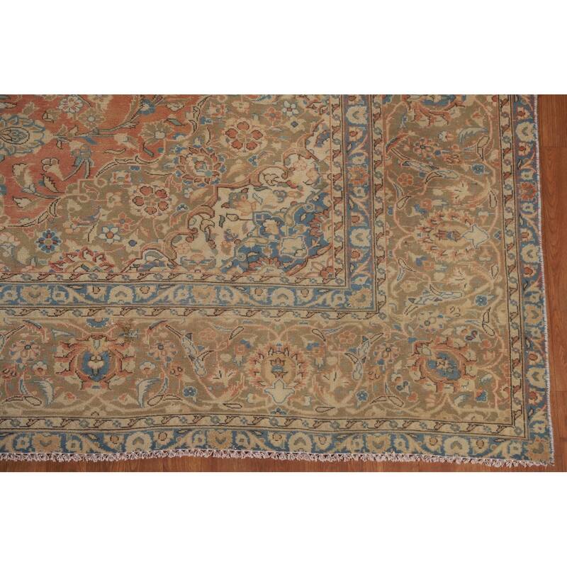 Hand Knotted Oriental 100% Wool Carpet Traditional Floral Oranges & Rust Kashan Area Rug - 13' 2'' X 9' 7''