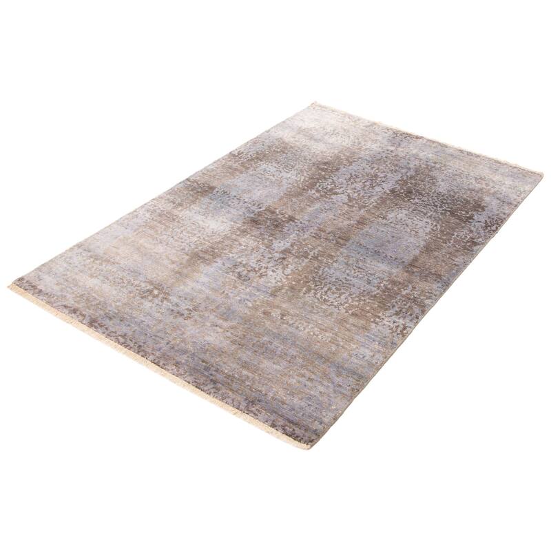 ECARPETGALLERY Hand-knotted Heritage Charcoal Silk Rug - 5'4 x 7'6