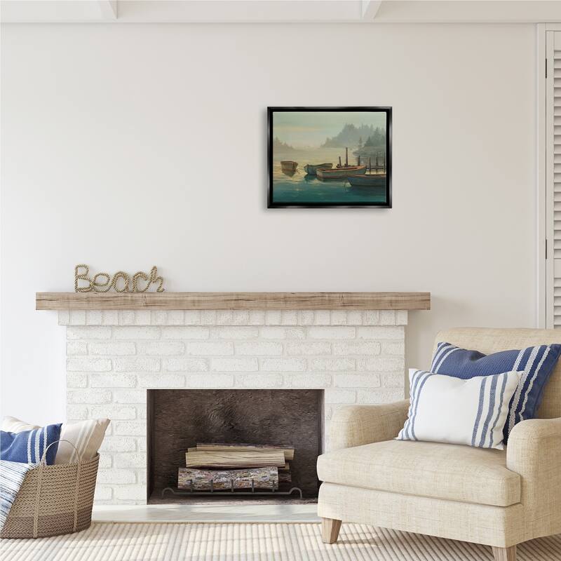 Stupell Docked Boats Landscape Framed Floater Canvas Wall Art Design by Michael Humphries