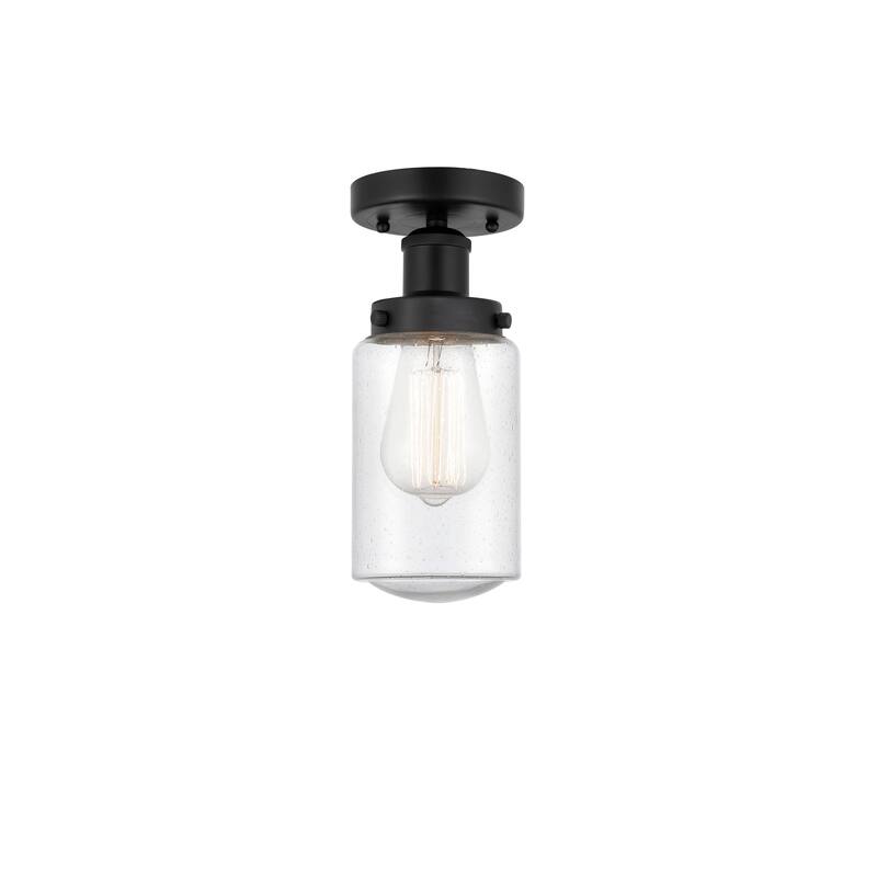 Innovations Lighting Edison Dover - 1 Light 7" Semi-Flush Mount - Mercury/Matte Black