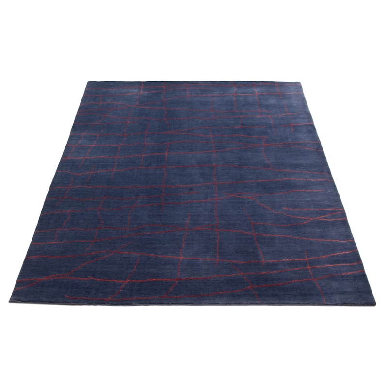 ECARPETGALLERY Hand Loomed Kashkuli Gabbeh Navy Viscose, Wool Rug - 5'8 x 7'10