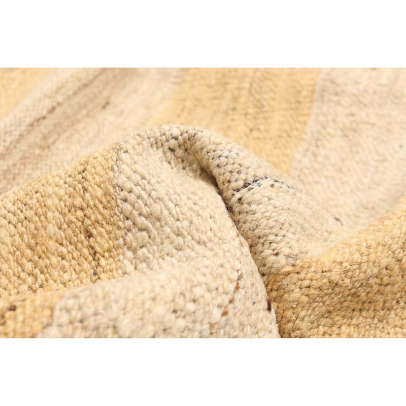 ECARPETGALLERY Flat-Weave Boho Beige Wool Kilim - 4'11 x 7'3