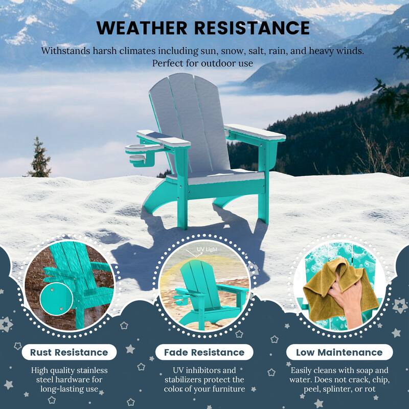 Laguna Kids Outdoor Poly Adirondack Chair with Cup Holder (Set of 2)