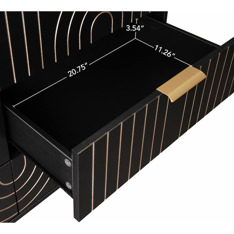 Modern 6-Drawer Dresser with Carving Design and Metal Handles