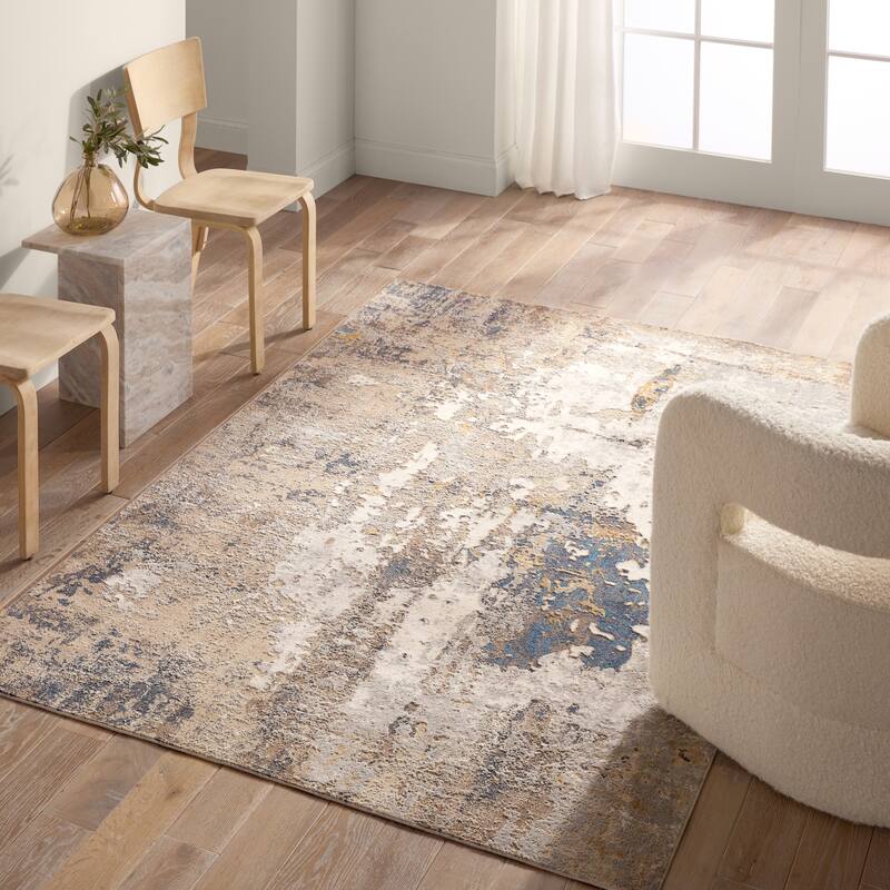 Nightingale Abstract Silver/Navy Rug - 10' x 14' - Rectangle