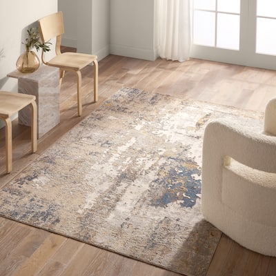 Nightingale Abstract Silver/Navy Rug