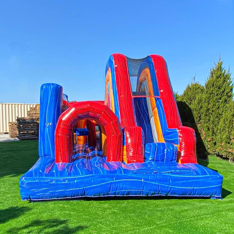 XJUMP 13' Retro U Run Commercial Grade Inflatable Bounce House Obstacle Course (with Air Blower) Outdoor Jumper for Kids