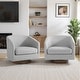 preview thumbnail 53 of 88, 31.1'' W Barrel Swivel Accent Chair (Set of 2) Light Grey-Linen