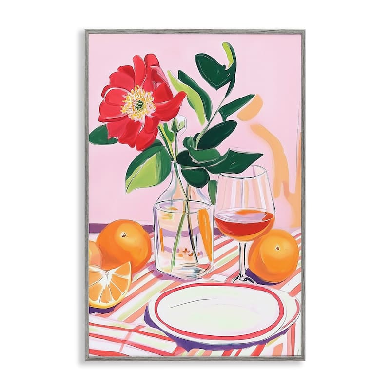 Stupell Pastel Hued Table Setting Framed Giclee Art Design By Andreas Magnusson - 12 x 18 - Grey