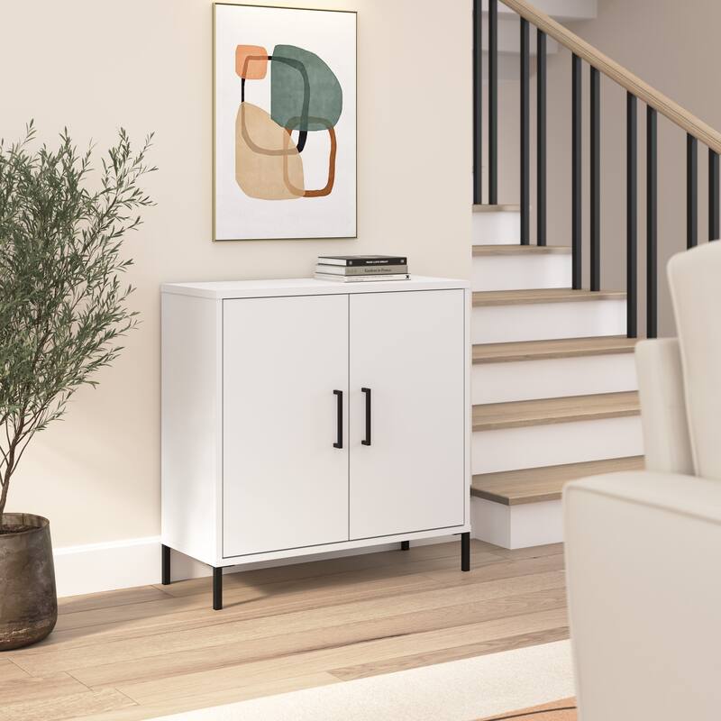 Essence Low Storage Cabinet with Doors by Bush Furniture - White
