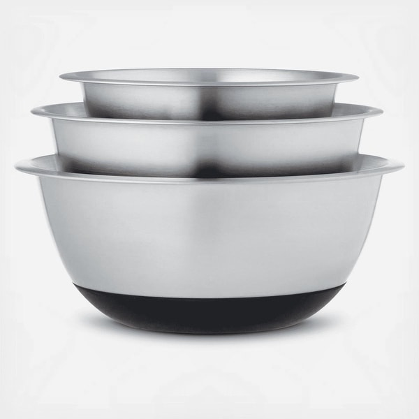 Amco Stainless Steel Mixing Bowls with Non-Skid Silicone Bottom Set of 3