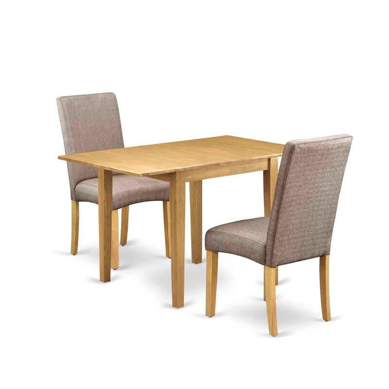 HomeStock 3-Piece Natural Brown Oak Finish Solid Wood Top Dining Table Set