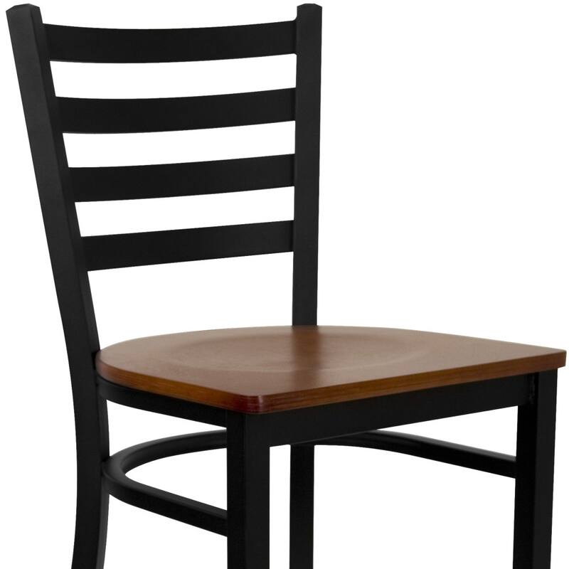 Ladder Back Metal Restaurant Barstool - 17"W x 18"D x 42.25"H - 17"W x 18"D x 42.25"H
