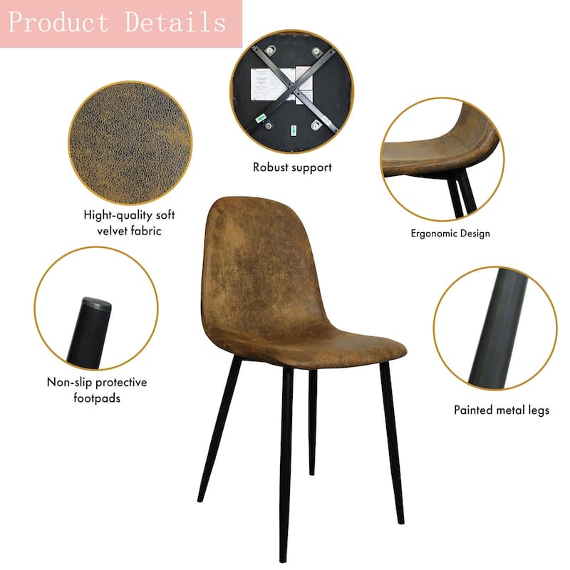 Kitchen Dining Chair Set of 4, Modern Upholstered Chairs With Metal Legs For Home, Bedroom, Living Room Side Chairs