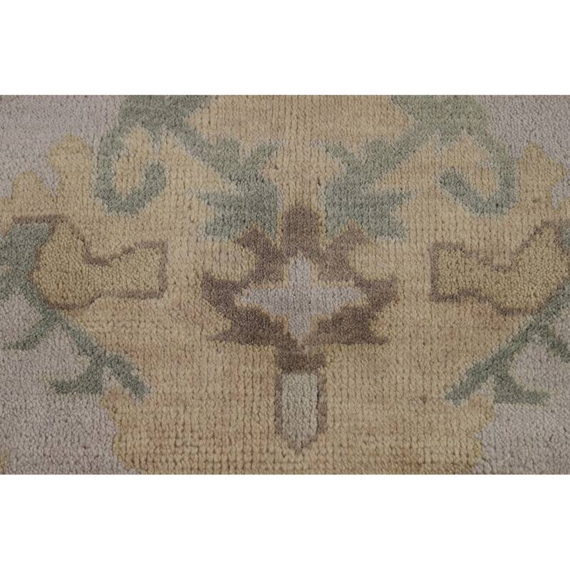 All-Over Floral Oushak Oriental Area Rug Hand-Knotted Wool Carpet - 9'1"x 12'1"