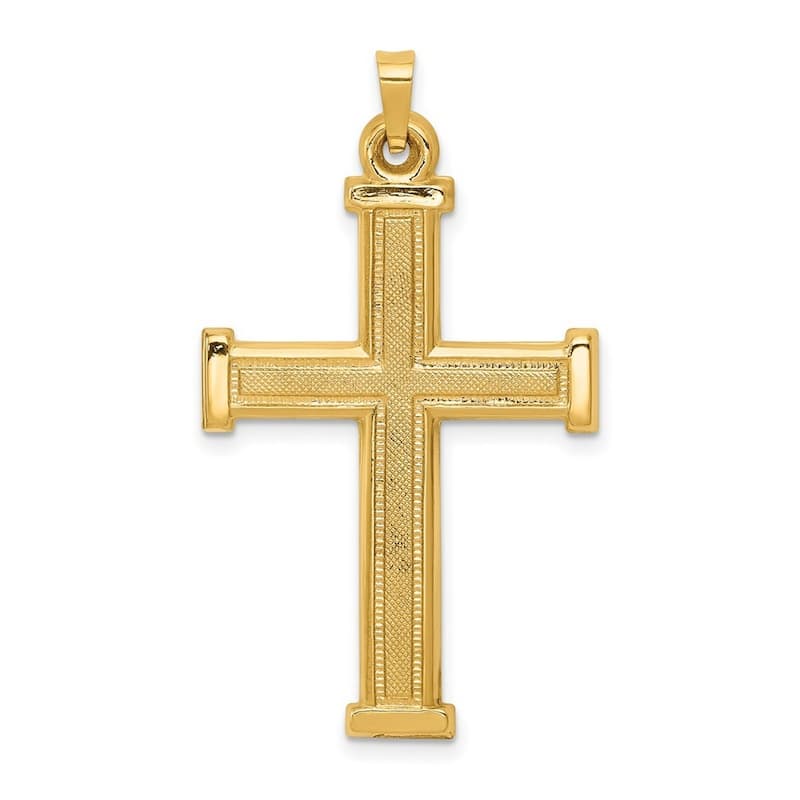 Curata 14k Yellow Gold Polished 18" Hollow Cross Pendant Necklace - 23.2x39.9mm